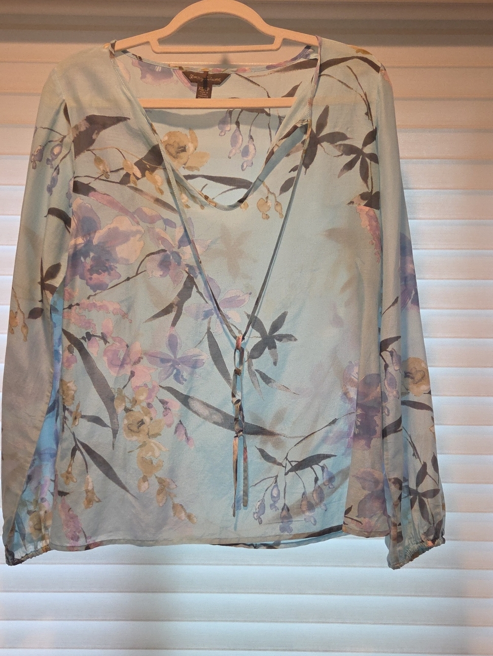 Tommy Bahama Floral Tie-Front V-Neck Blouse - Light Blue